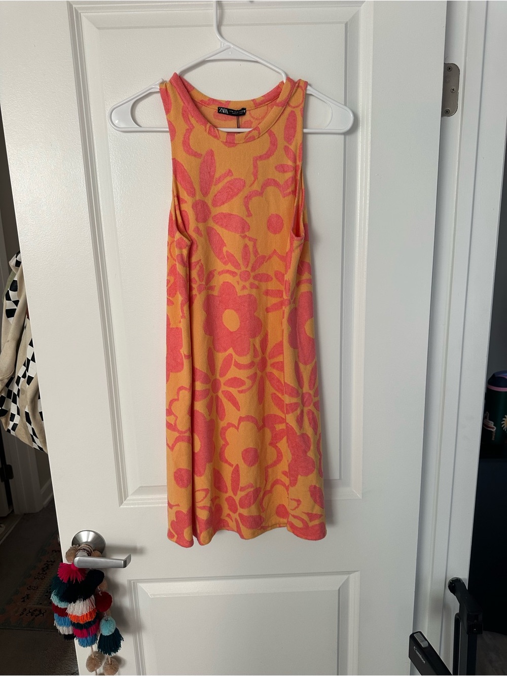 Zara Yellow and Coral Floral Mini Dress